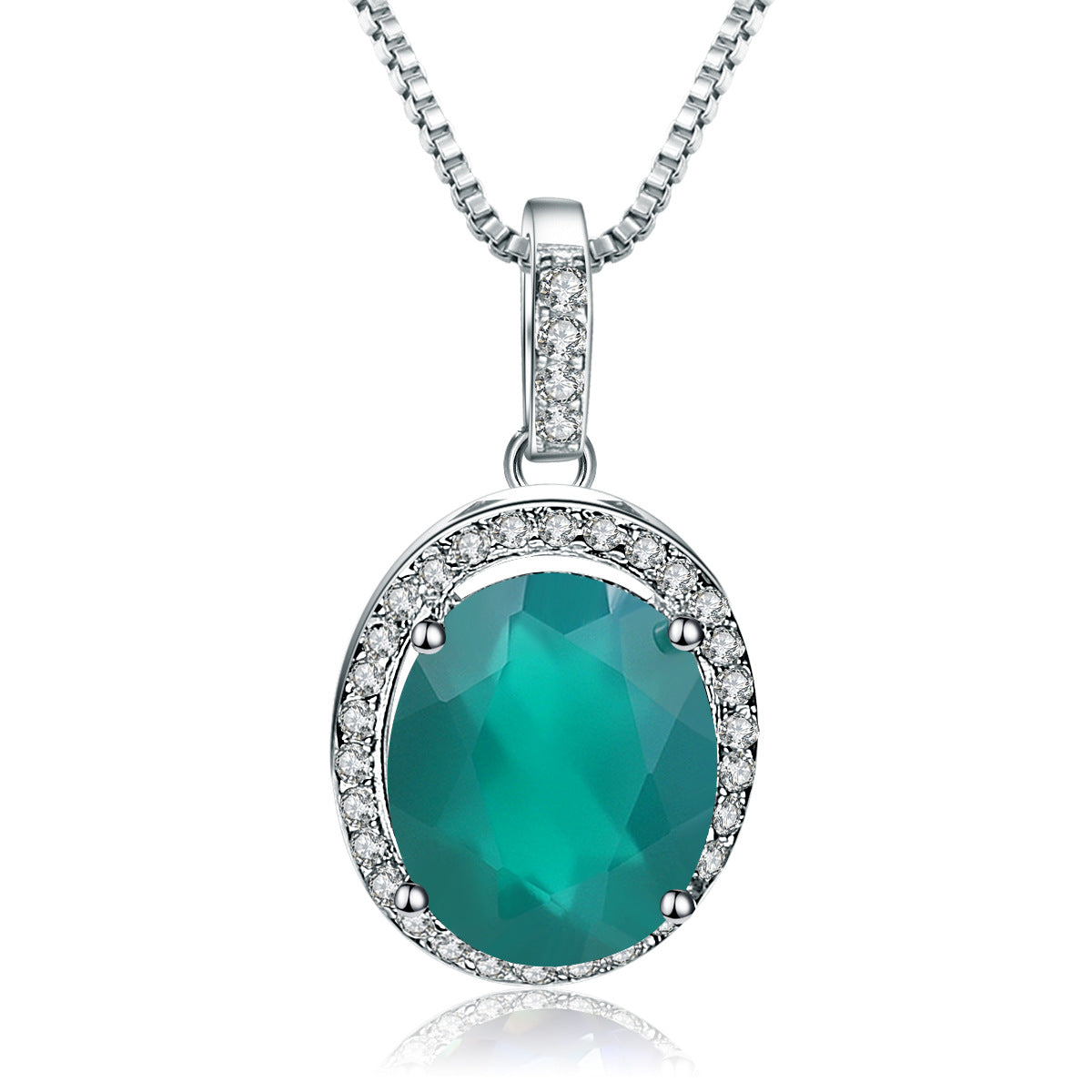 Natural green agate sterling silver temperament pendant Simple fashio ...