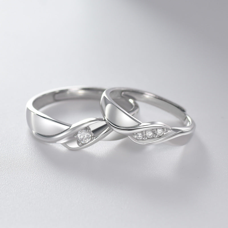 Love River Design with Zircon Silver Couple Ring for Women