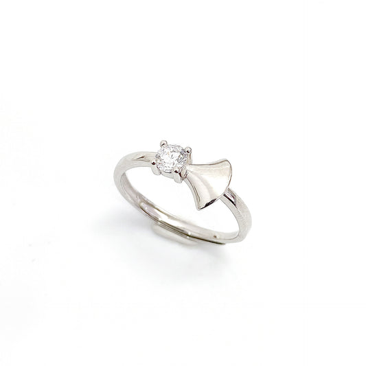 Small Trumpet with Zircon Silver Ring