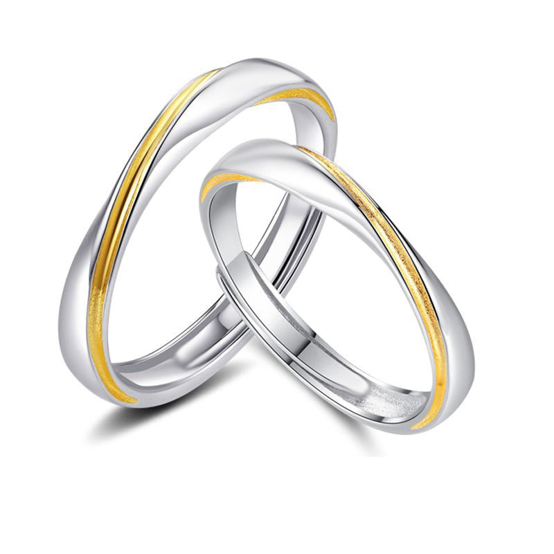 Mobius Series Gold Thread Silver Couple Ring for Women
