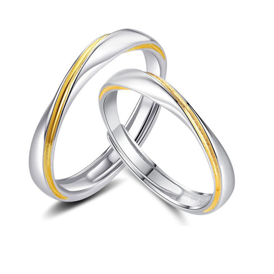 Mobius Series Gold Thread Silver Couple Ring for Women