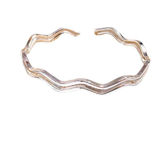 Double-layer Wave Silver Bracelet for Women