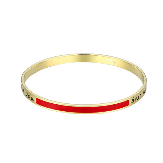 Red Colour with Letter Pattern Silver Bracelet for Women