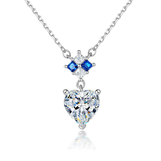 Heart Shape Zircon Pendant Silver Necklace for Women