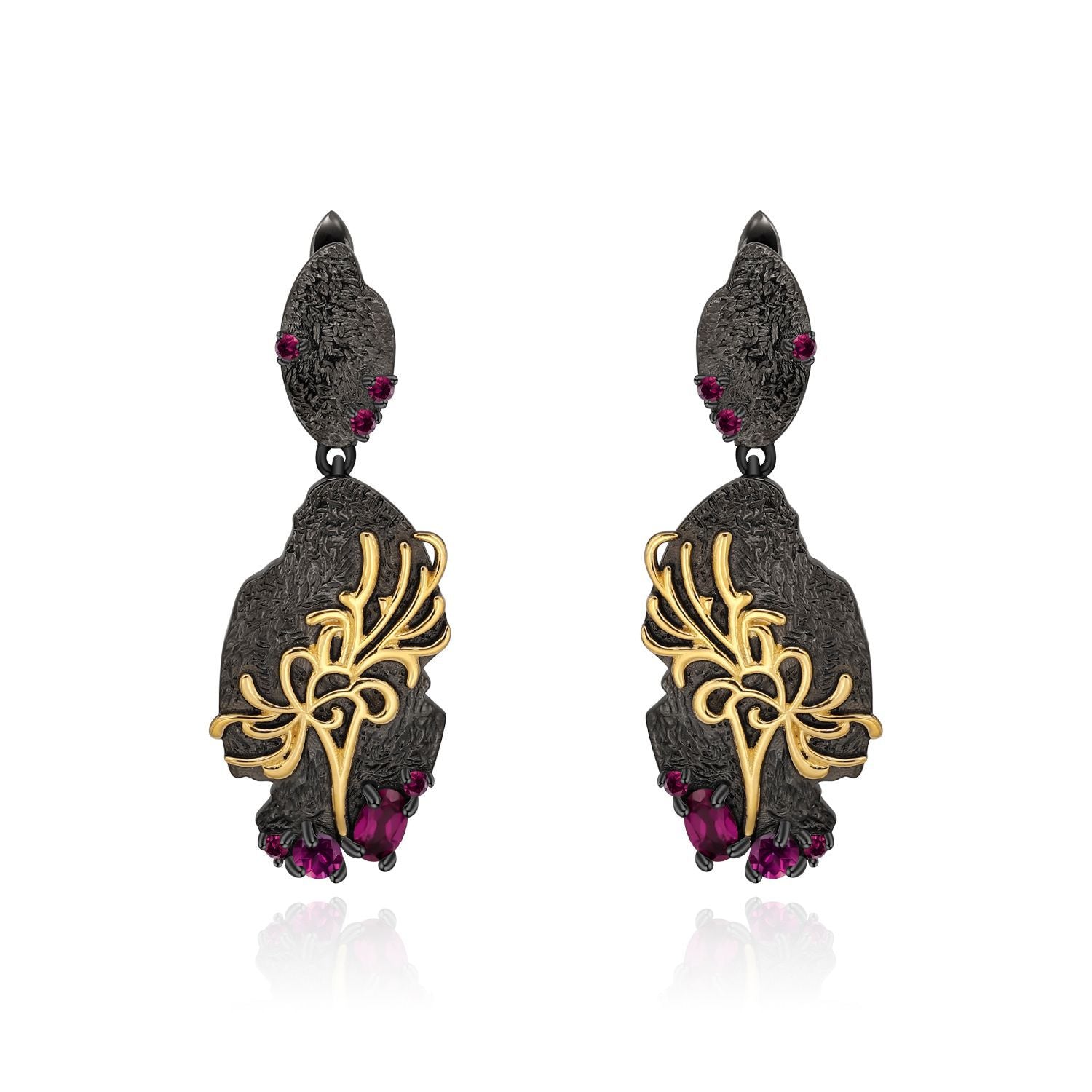 Georgia Design s925 Silver Natural Rose Pomegranate Drop Earrings for women