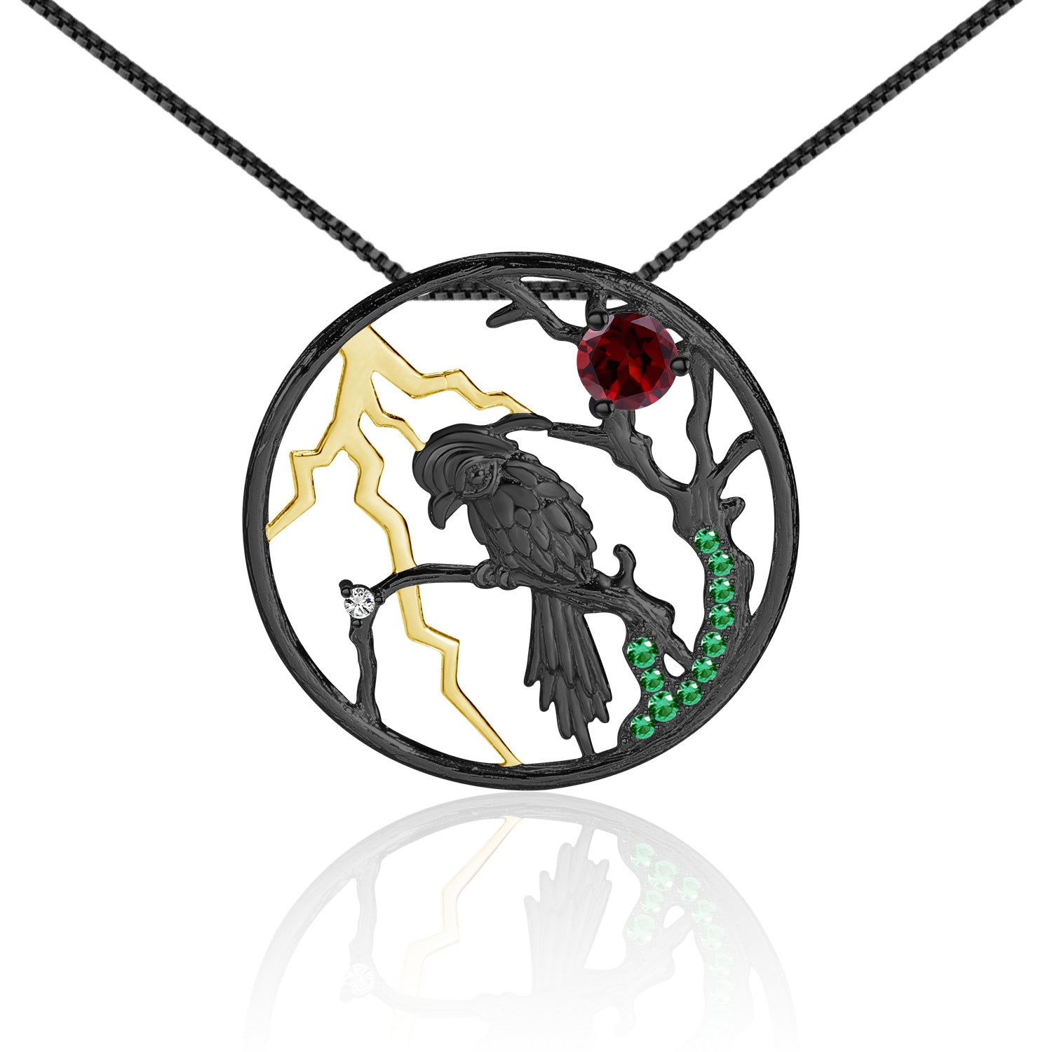 Designer Premium  Natural Bird Pendant Design Natural Topaz Silver Necklace for Women