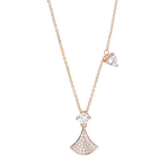 Full Zircon Small Skirt Pendant Silver Necklace for Women