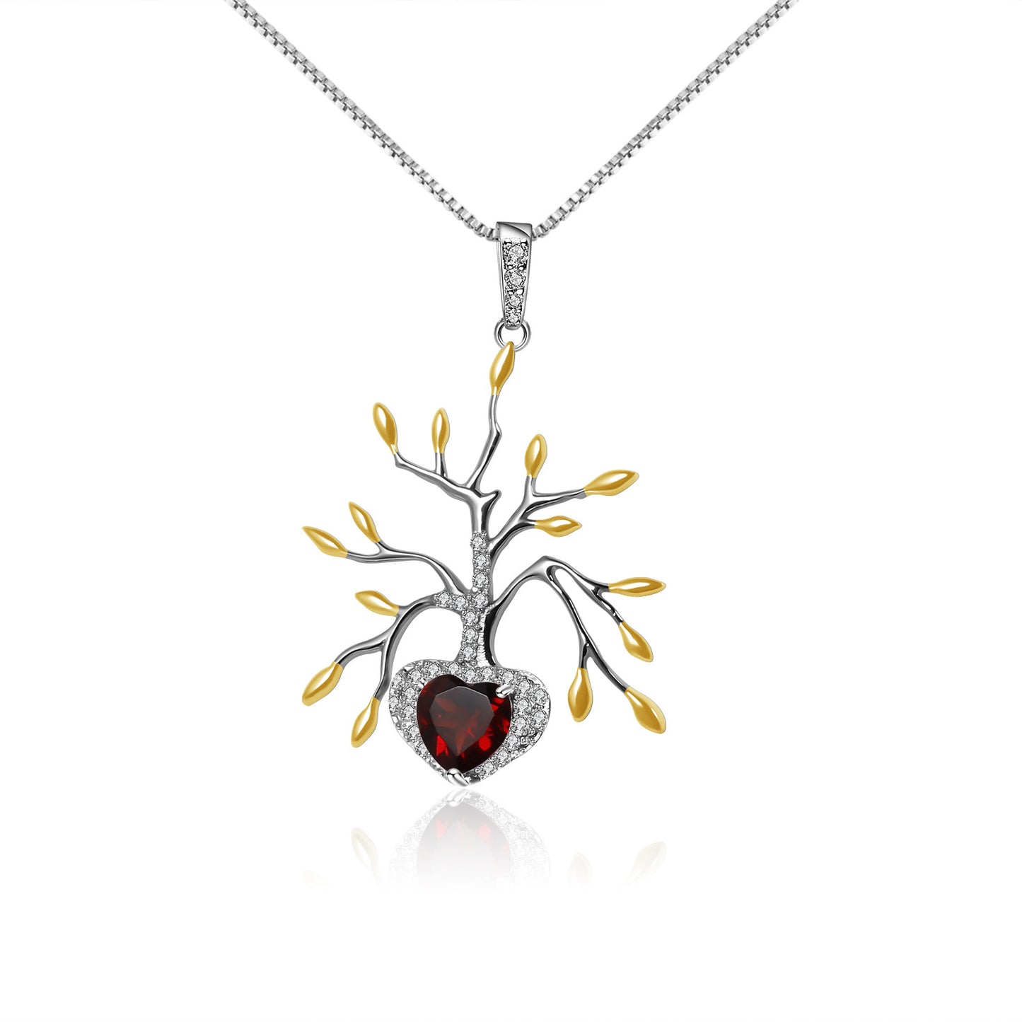 Premium Design Natural Colourful Gemstone Life Tree Pendant Silver Necklace for Women