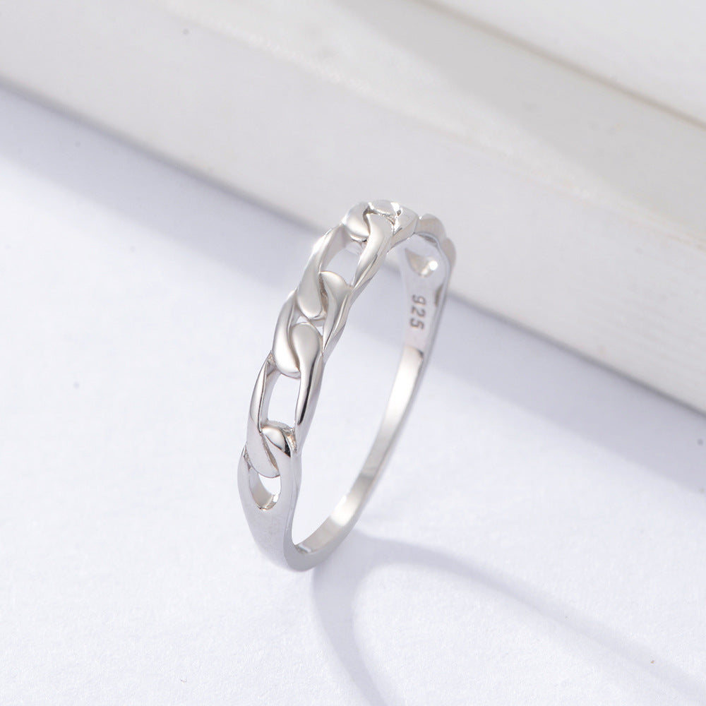 Retro Chain Buckle Design Silver Ring