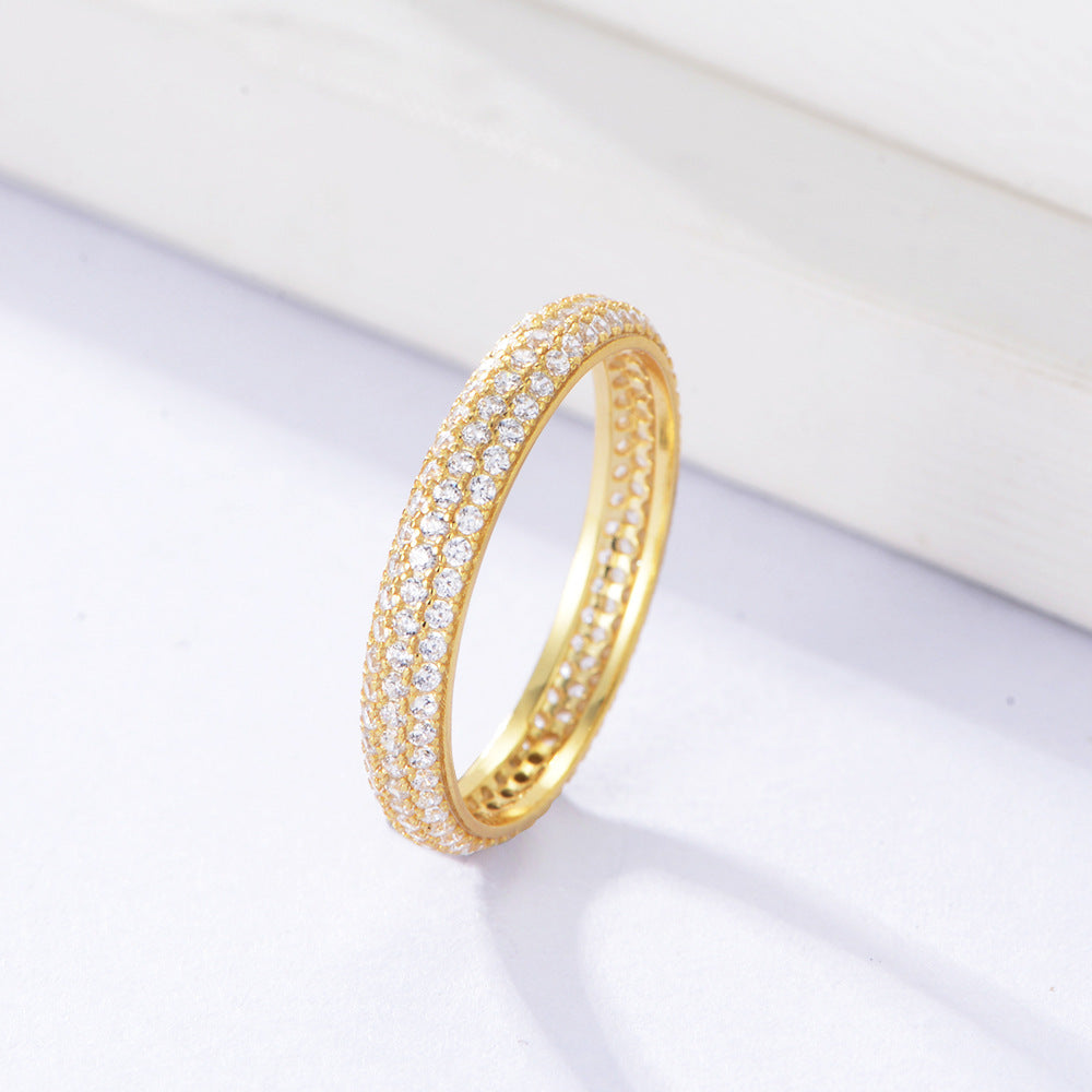 Circle Zircon Sterling Silver Eternity Ring for Women
