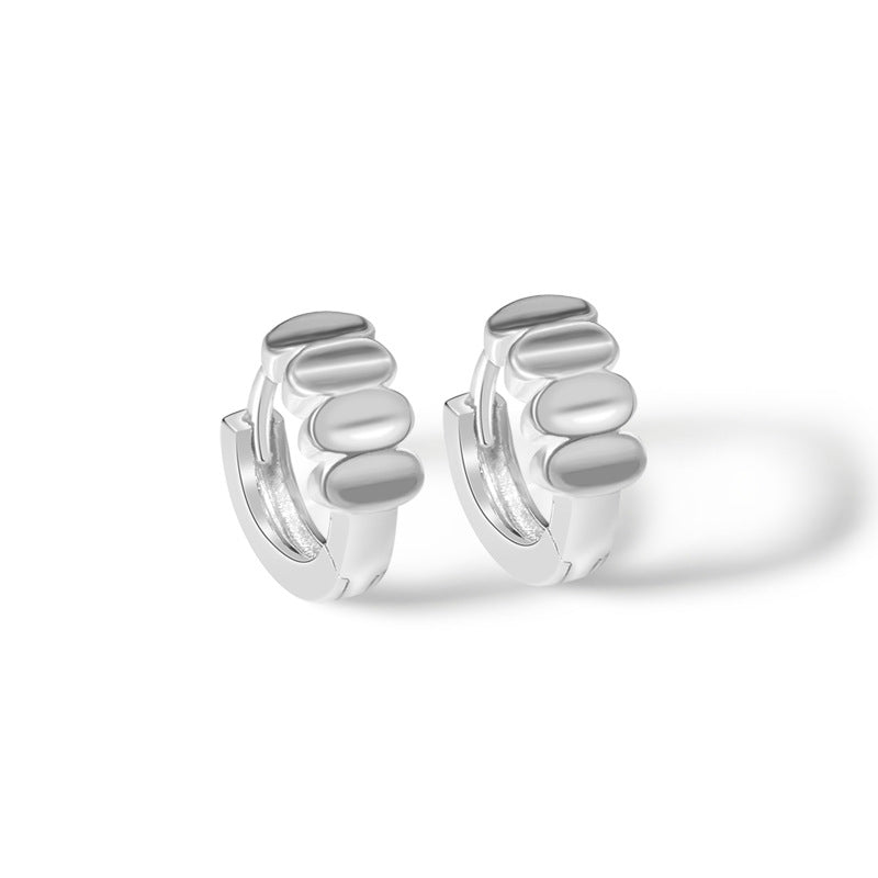 Glossy Oval Shape Silver Hoop Earrings for Women