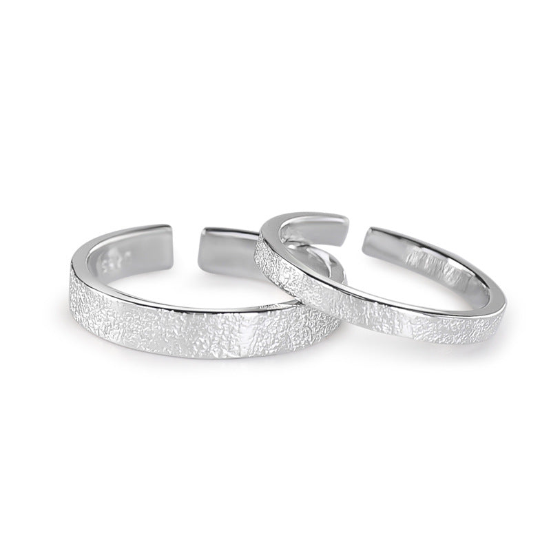 Pleated Texture Silver Couple Ring