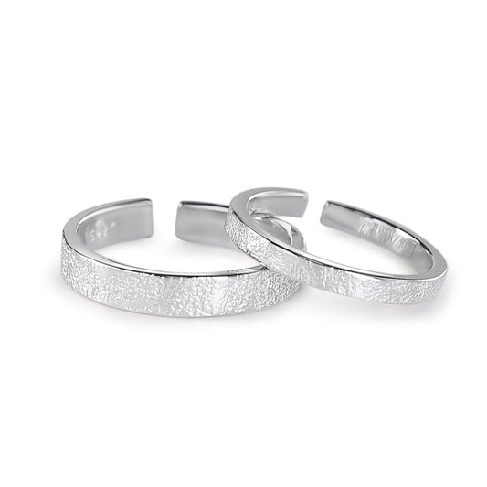 Pleated Texture Silver Couple Ring