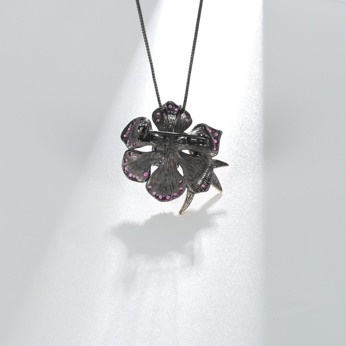 Secret Garden Design Natural Gemstone Bird Song and Flower Fragrance Brooch Pendant Dual-use Design Silver Necklace for Women
