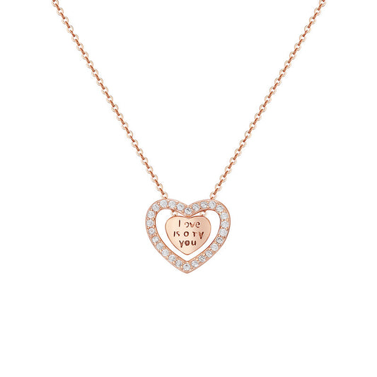 Zircon Heart with Letter Pendant Silver Necklace for Women