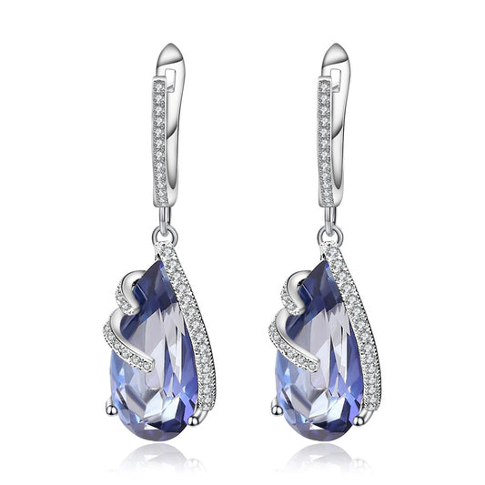 Crystal Creative Soleste Halo Water Droplet Silver Drop Earrings for Women