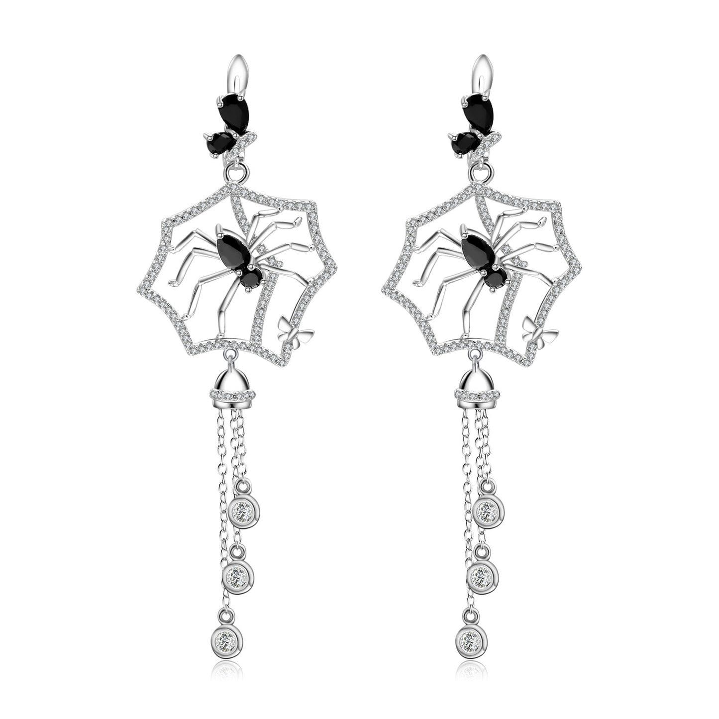 Dark Tassel S925 Silver Set Gemstone Earrings for women