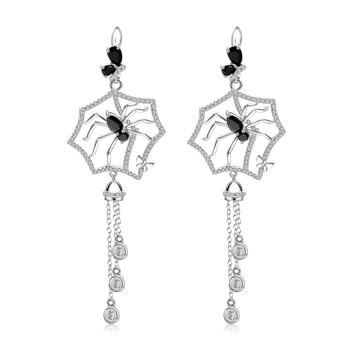 Dark Tassel S925 Silver Set Gemstone Earrings for women