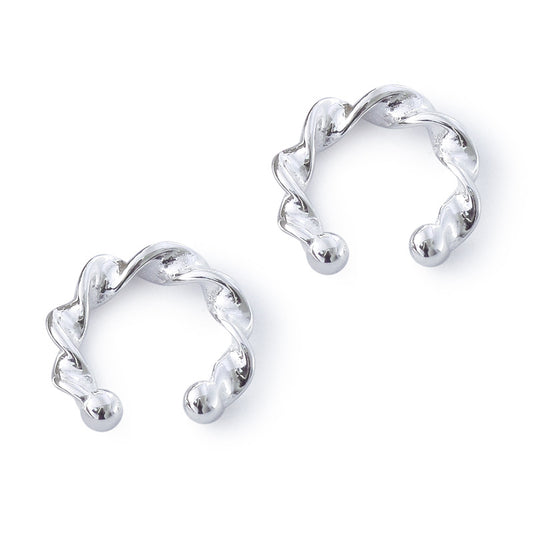 Mini Twist Wave Ear Clip Silver Earrings for Women