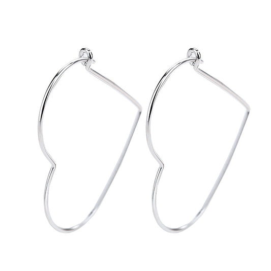 Heart Shape Silver Hoop Earrings for Women