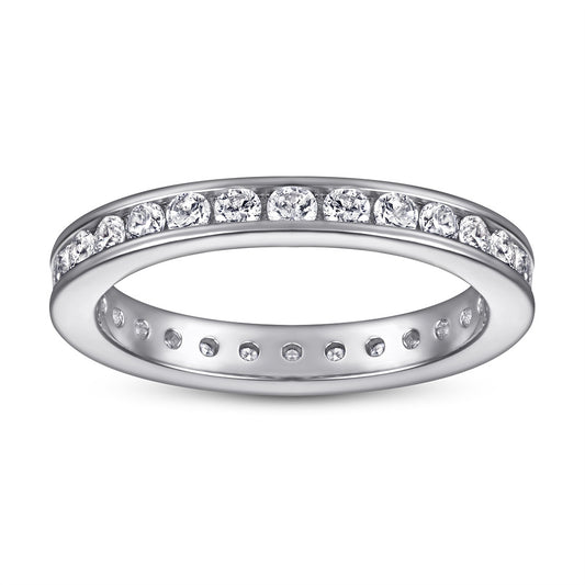 Full Round Zircon Eternity Silver Ring for Women