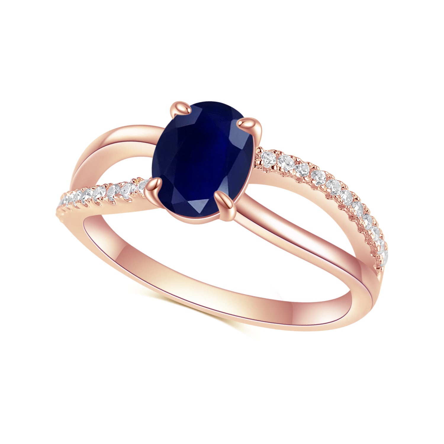 Luxury Sapphire Fashion Rose Gold Colour S925 Silver Ring for Women