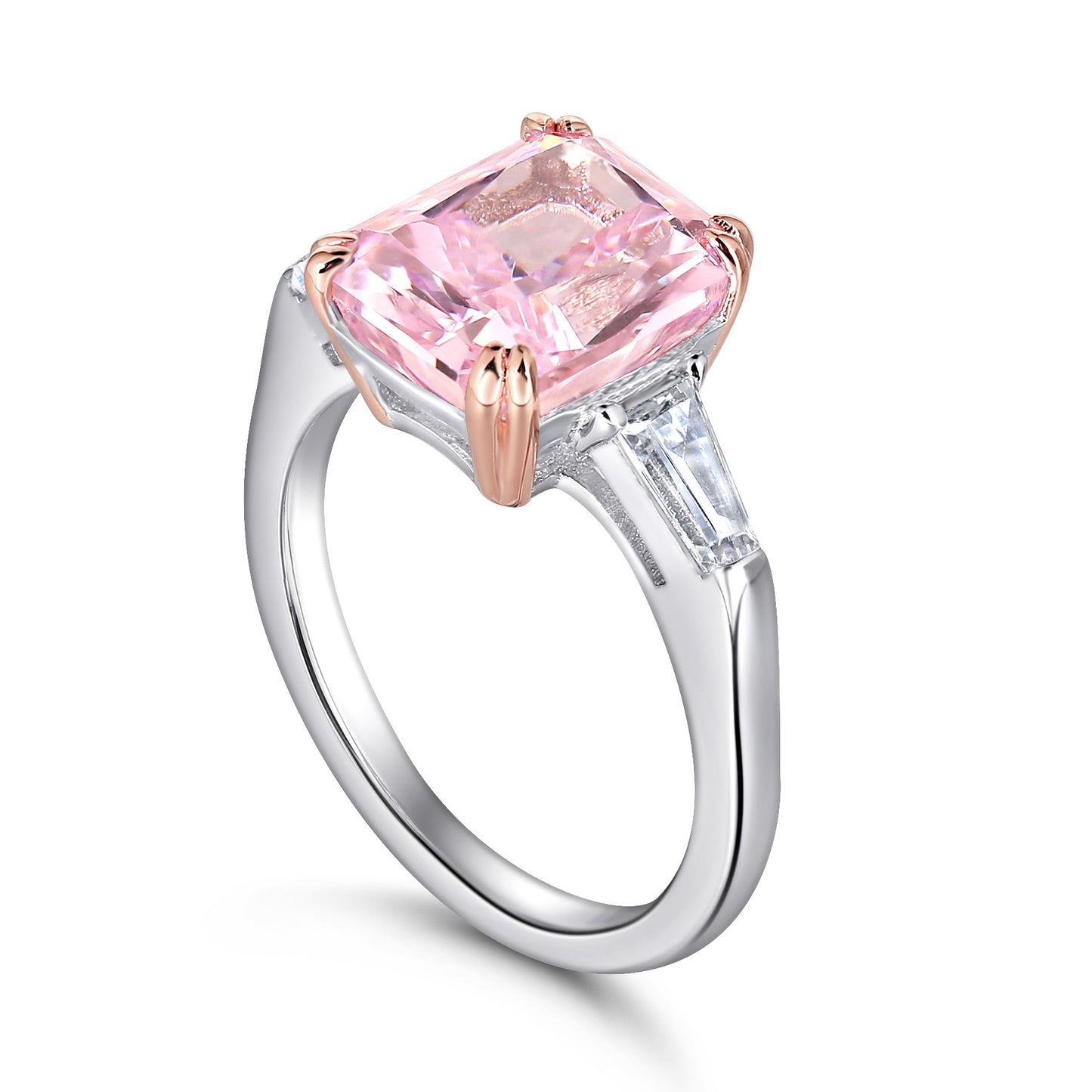 Barbie Pink Zircon Solitaire Silver Ring for Women