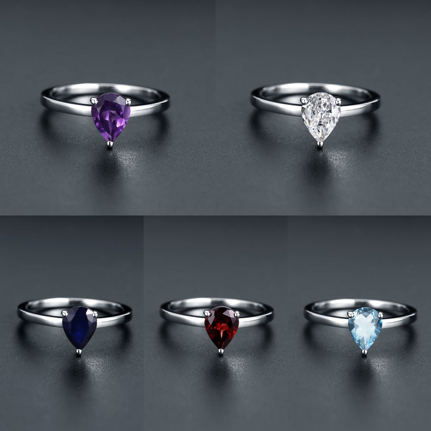 Fashion Light Luxury Natural Colourful Gemstone S925 Sterling Silver Three Prongs Ring for Women