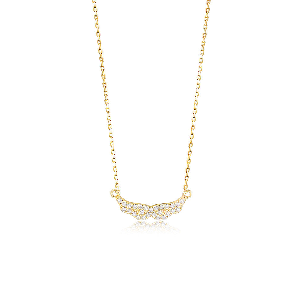 Angel Wings with Zircon Sterling Silver Collarbone Necklace for Women