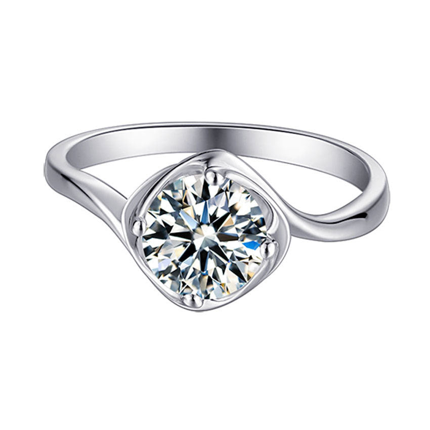 Twisted Arm Solitaire 1.0 Carat Round Cut Moissanite Engagement Ring