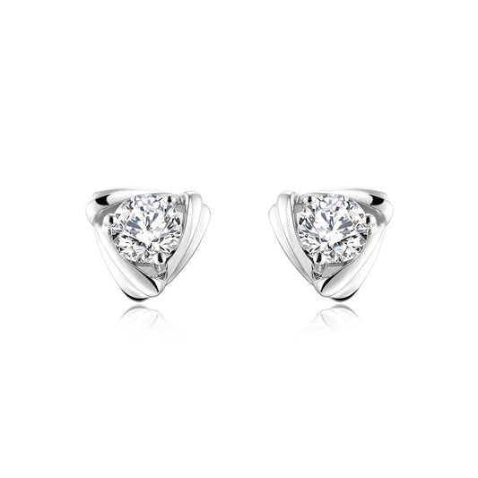 (1.0CT) Moissanite Round Cut Triangle Silver Studs Earrings for Women