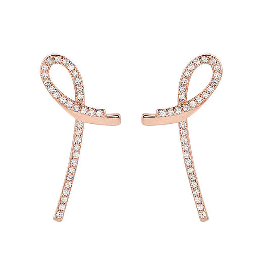 Simple Knot with Zircon Silver Studs Earrings for Women