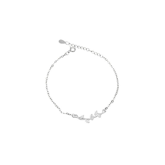 Ginkgo Leaf Silver Bracelet for Women