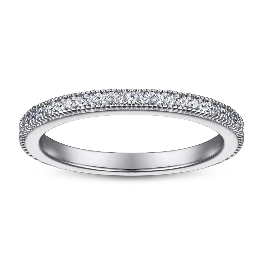 Full Zircon Eternity Silver Ring for Women