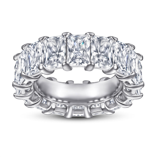 Full Circle Rectangle Zircon Silver Ring for Women