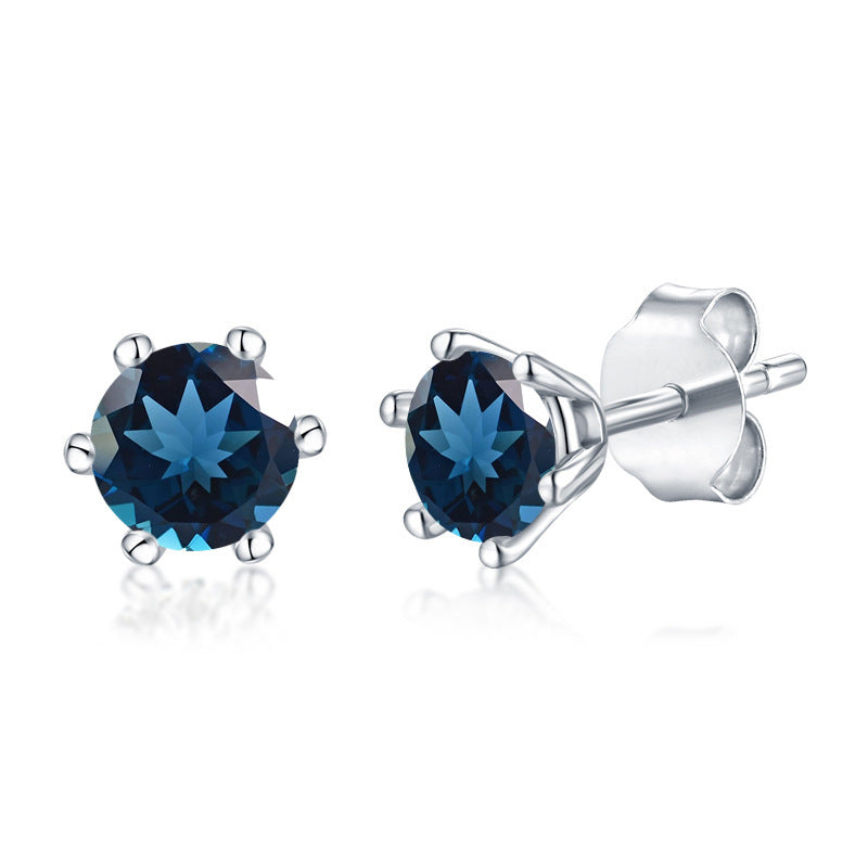 Round Cut Sterling Silver Studs for Women