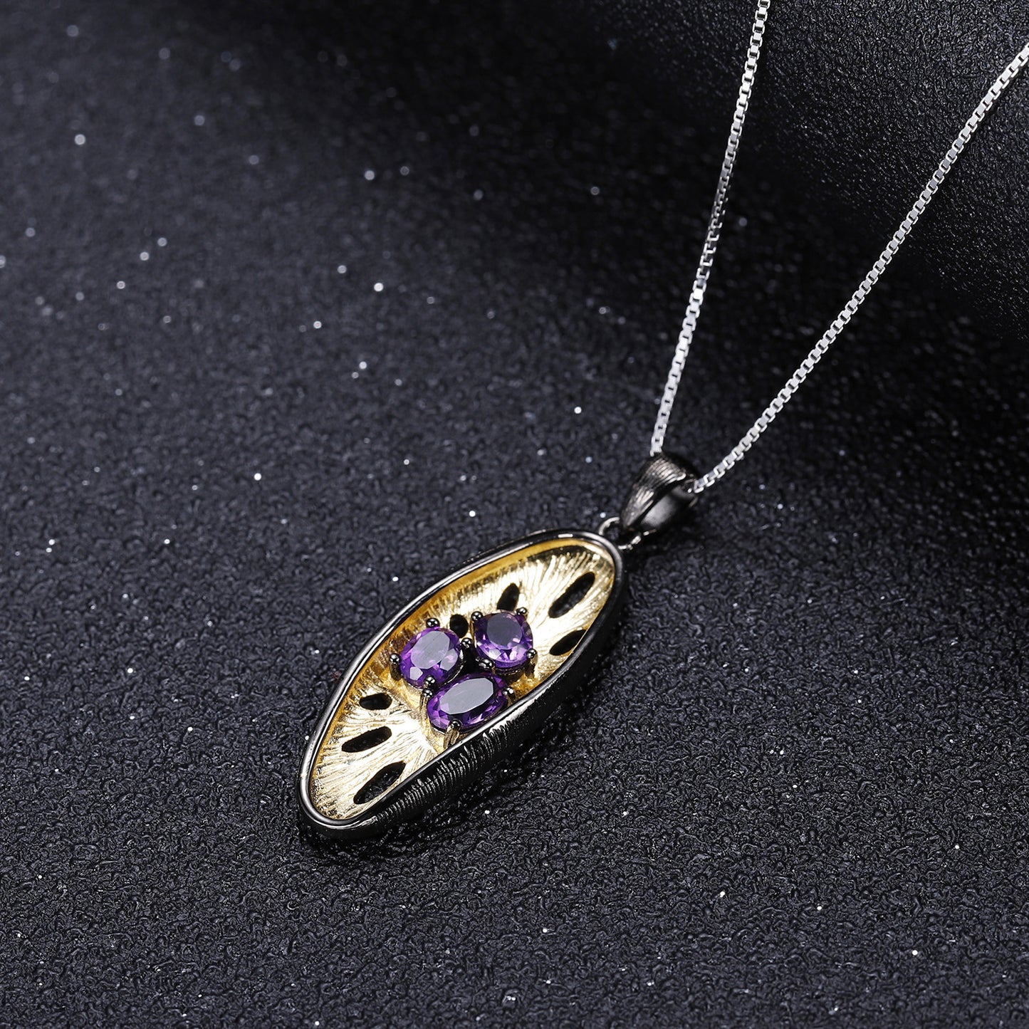 Italian Craft Design Vintage Luxury Sense Inlaid Natural Colourful Gemstone Pendant Silver Necklace for Women