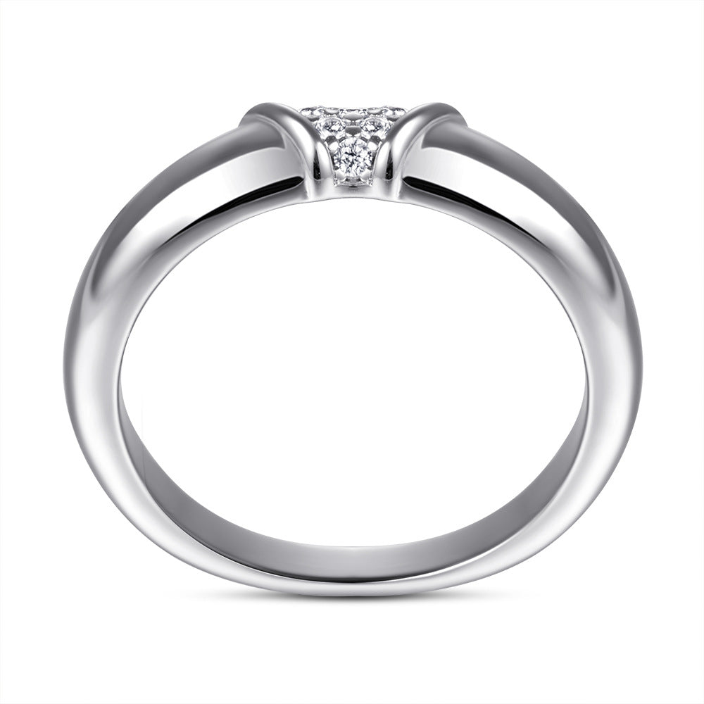 Ladder-shaped with Zircon Silver Ring for Women