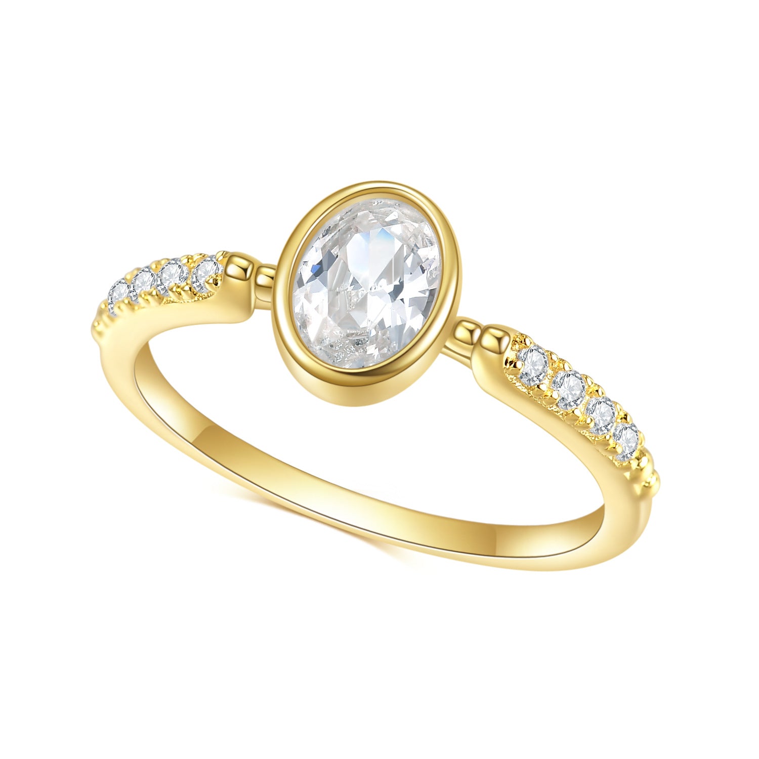 5A Zircon S925 Sterling Silver 14k Gold Plated Ring for Women