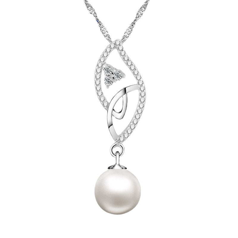 (Pendant Only) Zircon with Pearl Silver Pendant for Women
