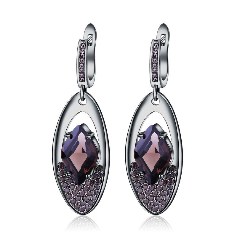 Italian 925 Silver Inlaid Natural Color Jewelry Yellow Crystal Drop Earrings for Women
