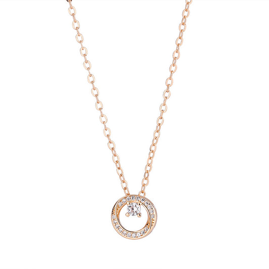 Mobius Circle with Zircon Pendant Silver Necklace for Women