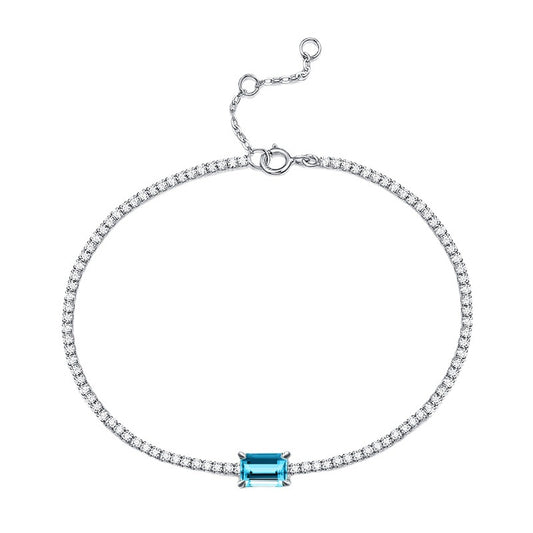 (Four Colours) 1.0CT 5*7mm Emerald Shape Solitaire Bracelet for Women