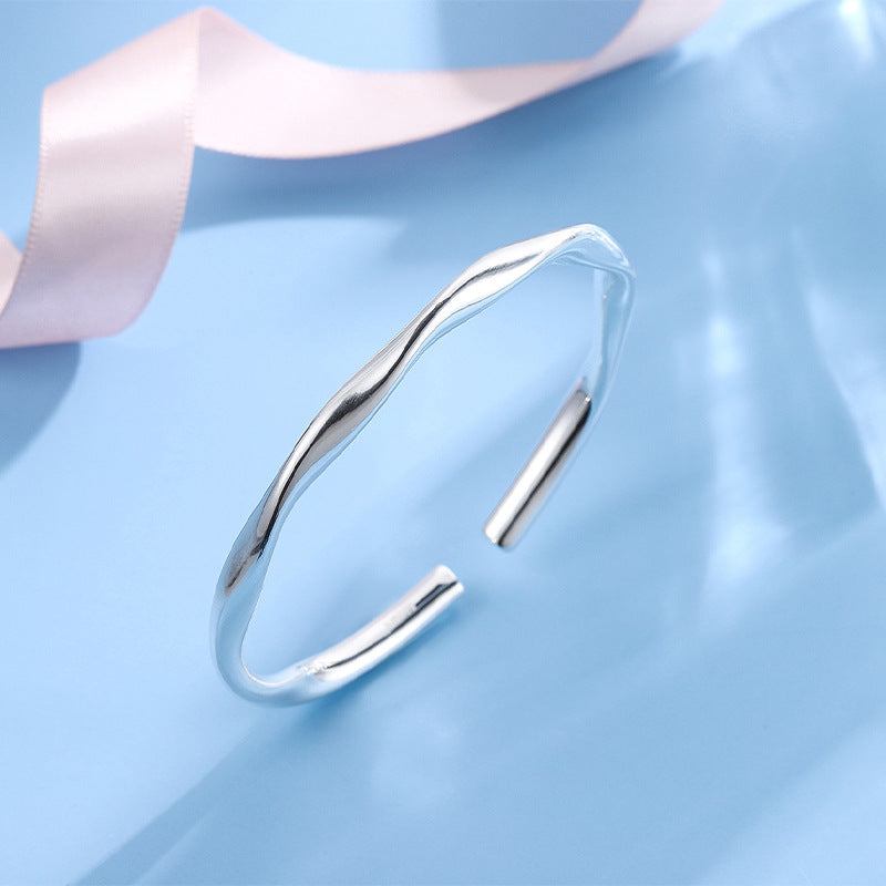 Mobius Series Smooth Solid Silver Bracelet for Women