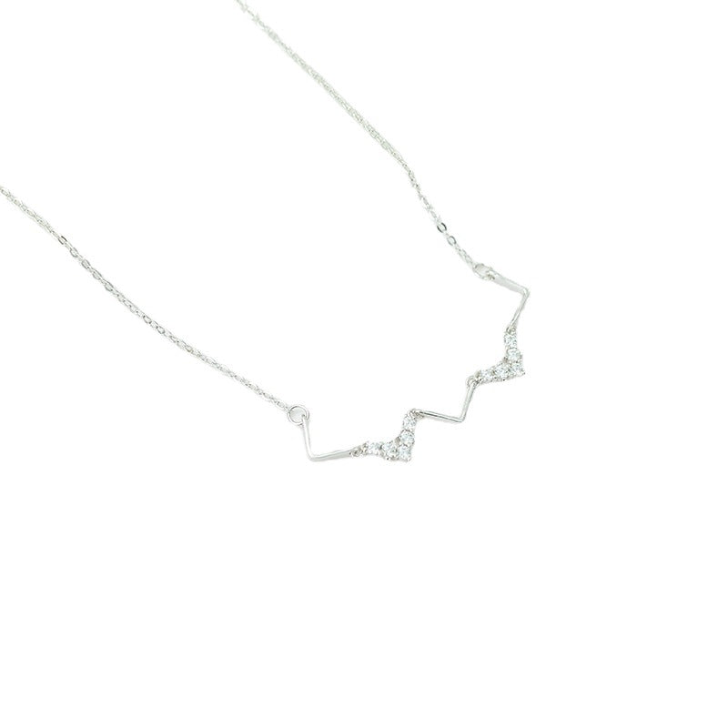 String V with Zircon Silver Necklace for Women