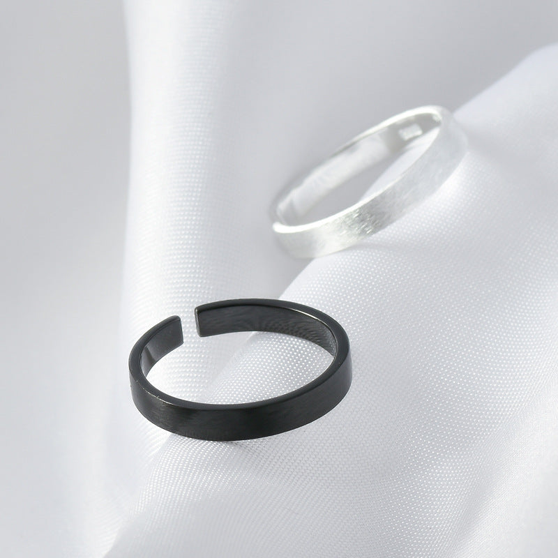 Brushed Silver Couple Ring for Women