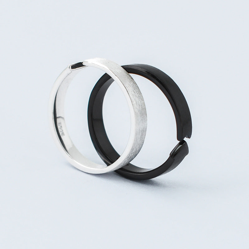 Arrow Brushed Silver Couple Ring for Women