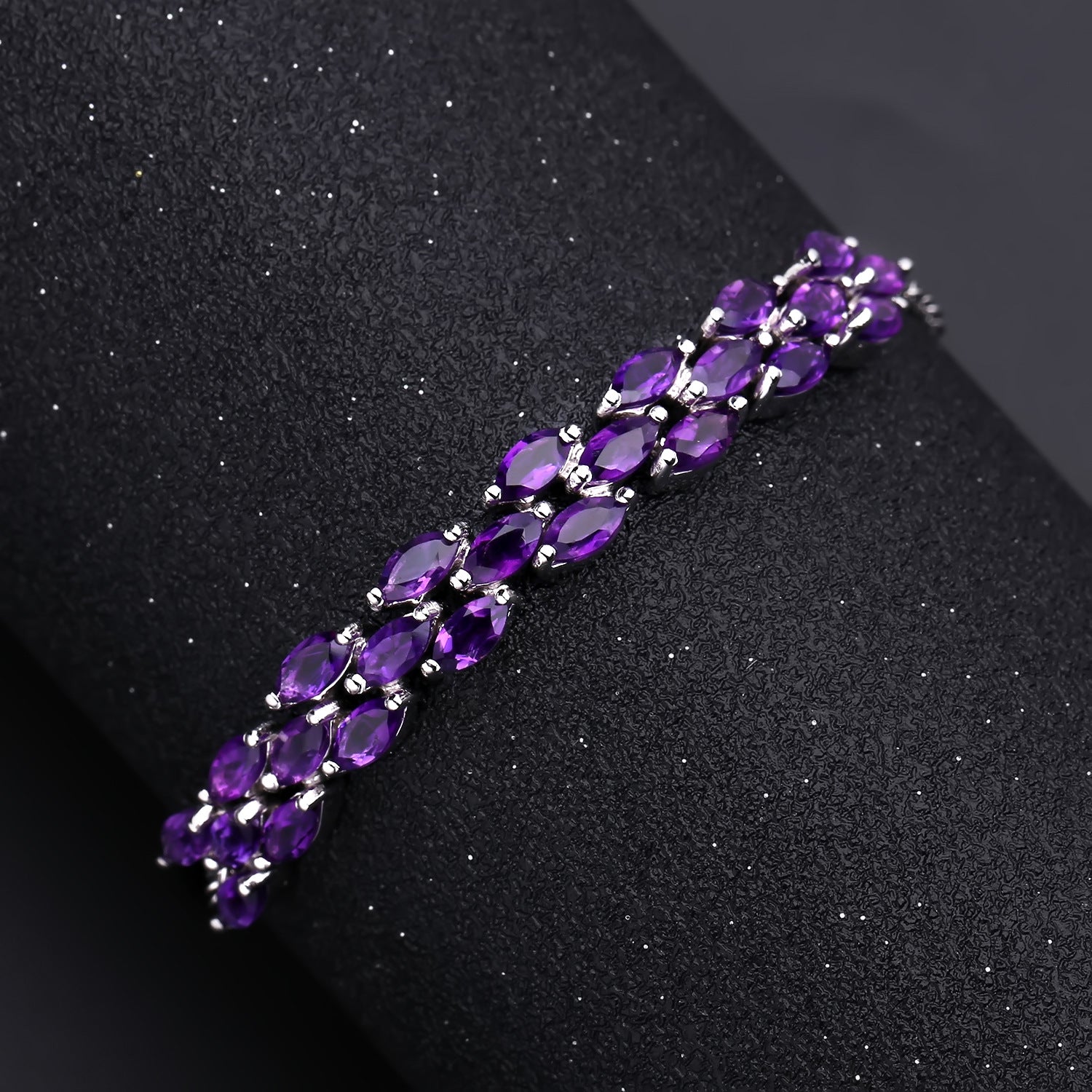 European and American Style Princess Temperament Natural Amethyst Silver Bracelet for Women