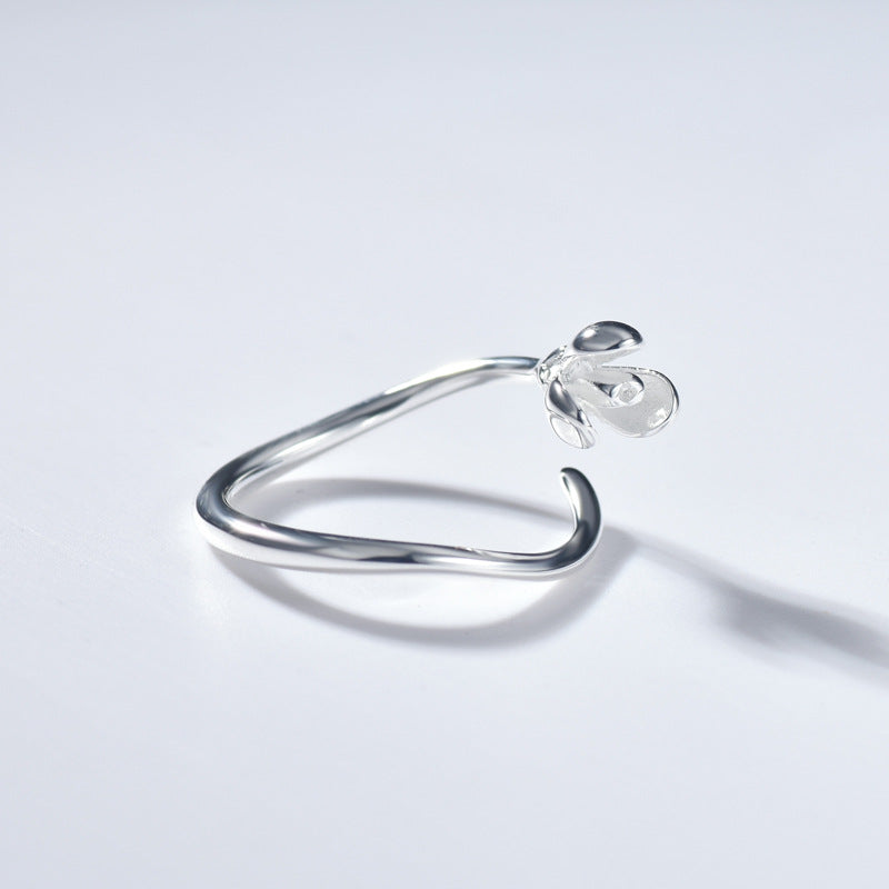 Magnolia Flower Silver Ring for Women