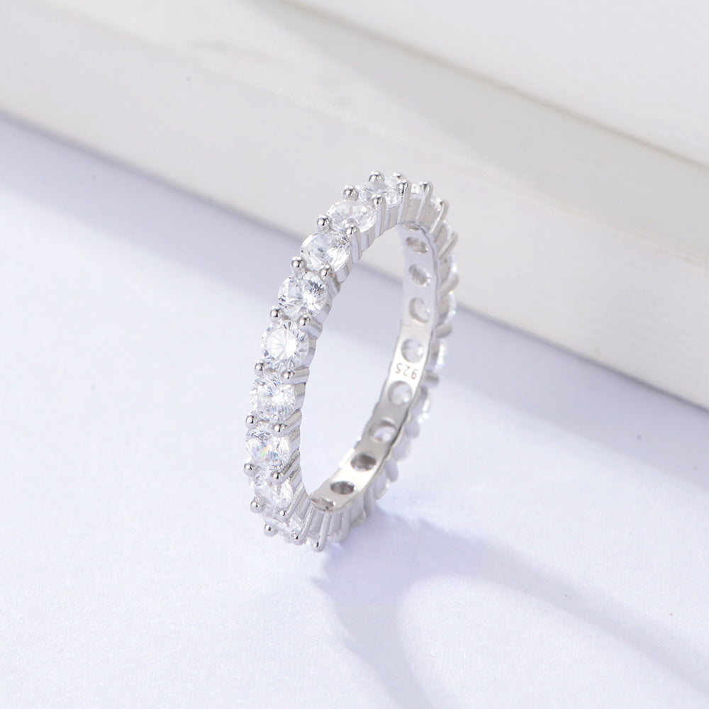Colurful Zircon Sterling Silver Eternity Ring for Women